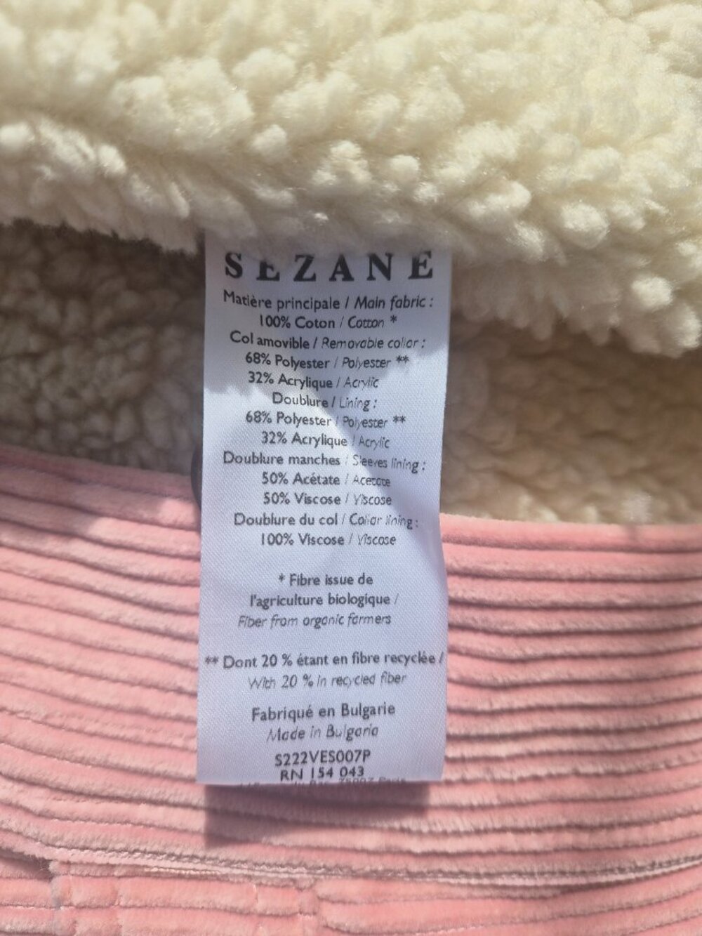 [Sezane] Will Jacket - Pink Creation, Corduroy, Size L - Picture 7 of 14